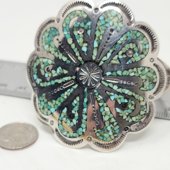 Chip Inlay Navajo Turquoise Cuff Bracelet CJ